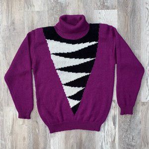 Vintage 1980s Colorblocked Turtleneck Sweater